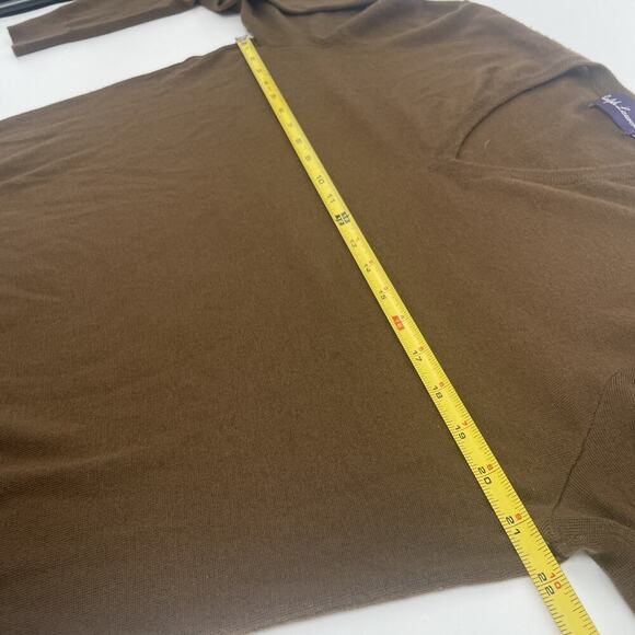 Ralph Lauren Purple Label 100% Cashmere V Neck Sweater L Brown Men’s Ribbed Cuff - Picture 5 of 8